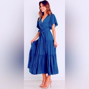 sachin and babi light blue dress Petal & Pup Chiara Maxi Cocktail Dress in Red
